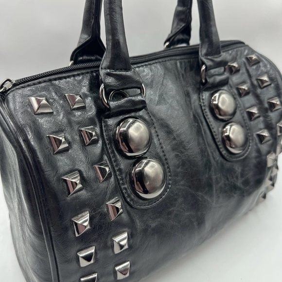 Aldo Studded Black Faux Leather Y2K Handbag - Picture 3 of 15